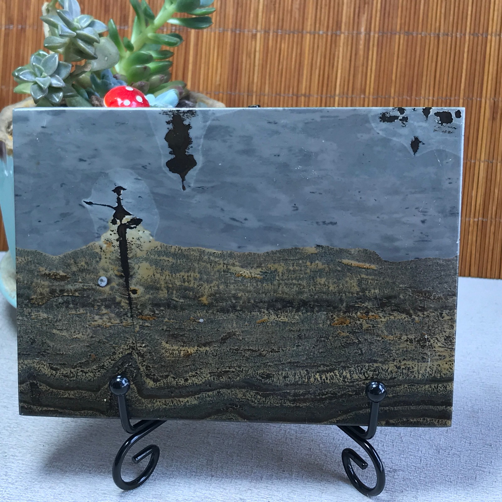 290g Natural Chinese painting stone crystal ornaments for home decoration A6423