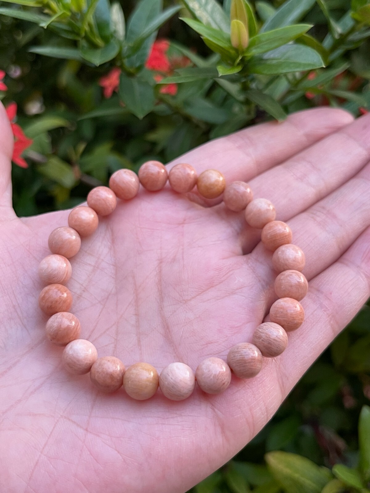 Sunstone Crystal Bead Bracelet 8mm, Genuine Sunstone Opaque Gemstone Bracelet