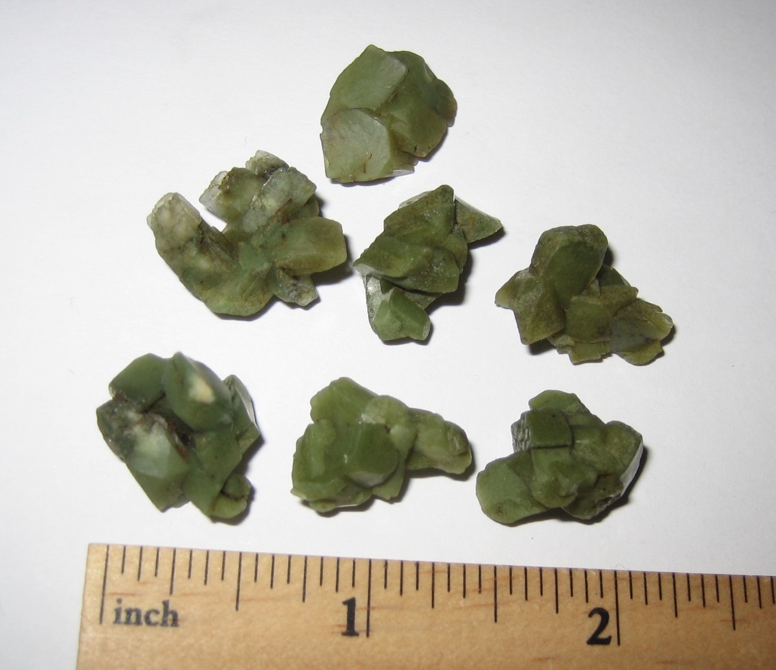 7 TINY / SMALL NATURAL ROUGH GREEN HEULANDITE CRYSTAL CLUSTERS INDIA ~ 13.3g *3