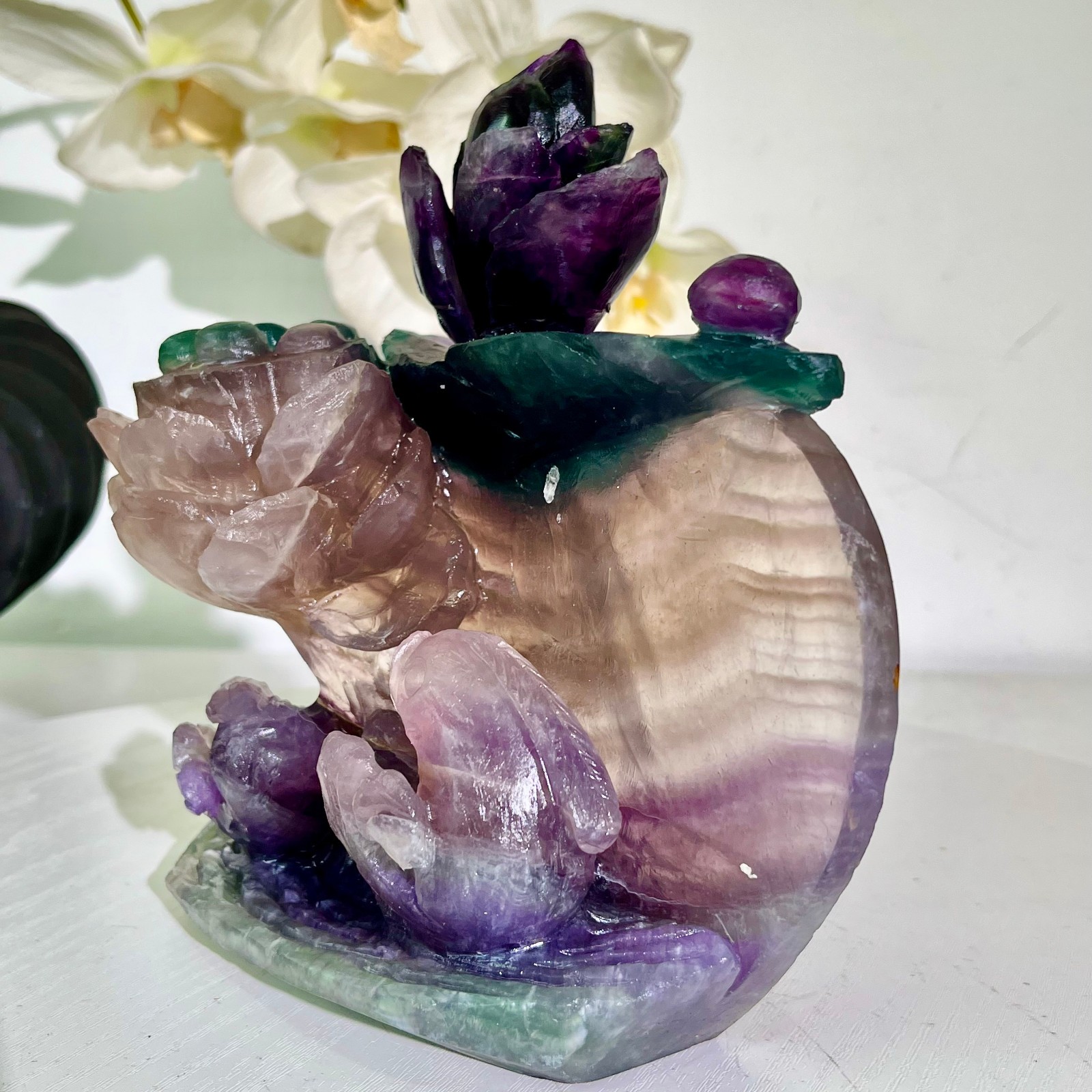 4.47LB Natural fluorite quartz products, hand carved and polished spiritual orn