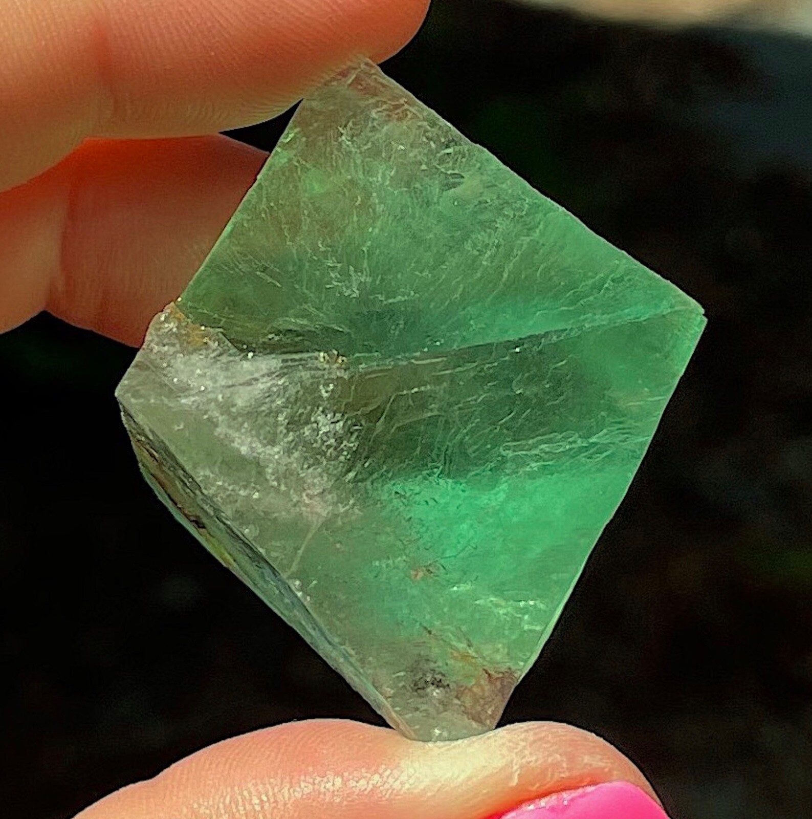 Fluorite Octahedron Gem Apple Green Color From Riemvasmaak South Africa 4.7 cms