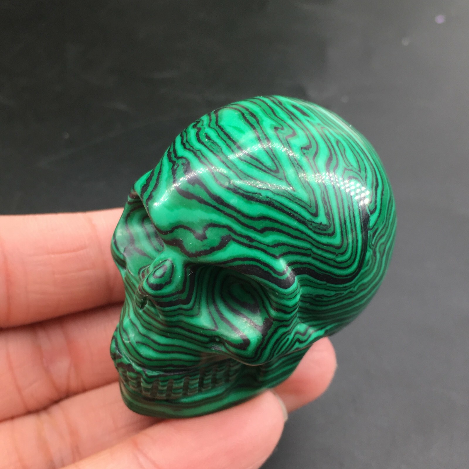 2″ malachite stone Quartz Crystal Skull Carved Skull Reiki Healing 1pc