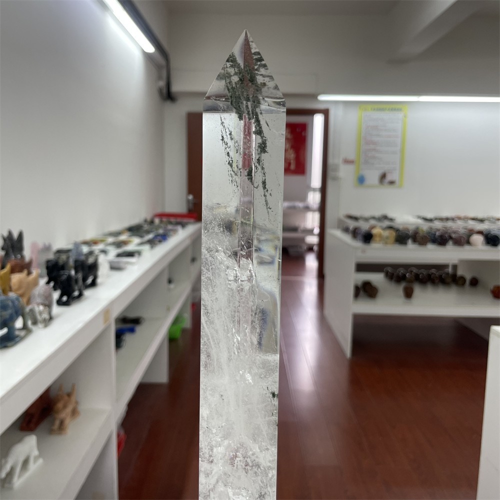 5.1LB 20.2″ Natural A+++ Clear Quartz Obelisk Tower Crystal Decor Reiki Heal