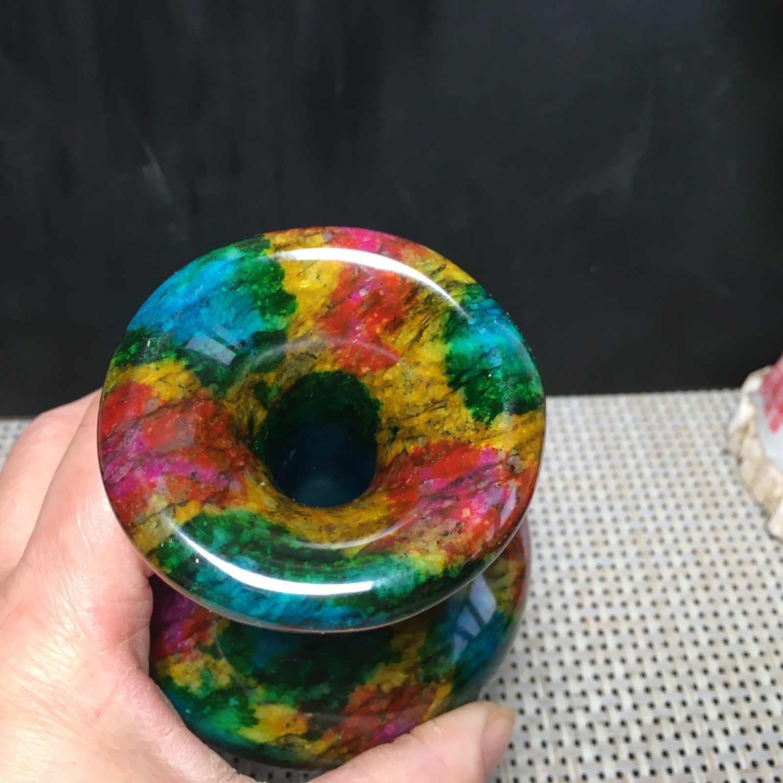 873g Natural “Seven Colors Jade” vase specimen -Taiwan China 01