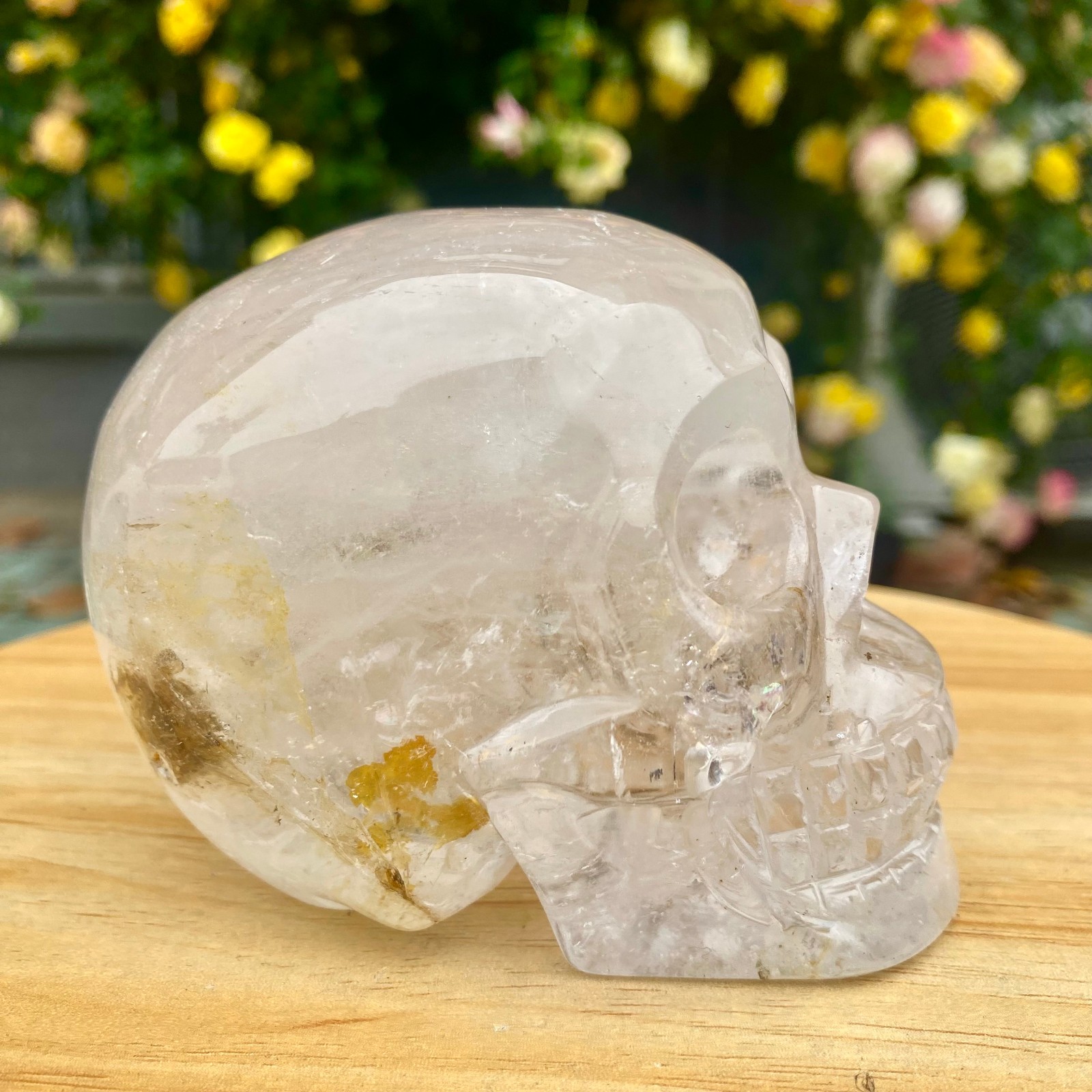 1.77LB TOP! White melting quartz hand carved crystal skull gem reiki healing