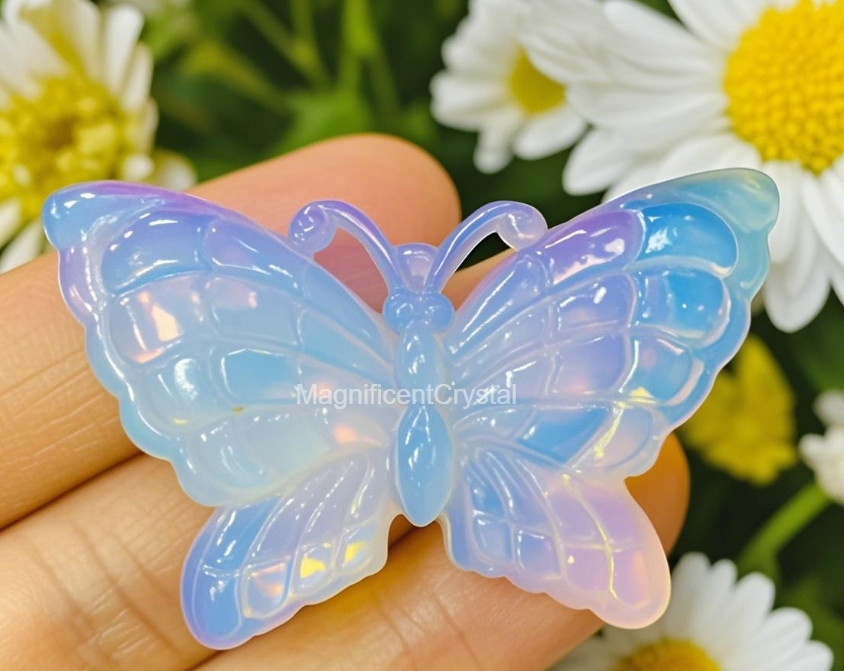 1pc Opalite Butterfly Crystal Carved Home Decor Healing Energy Housewarming Gift