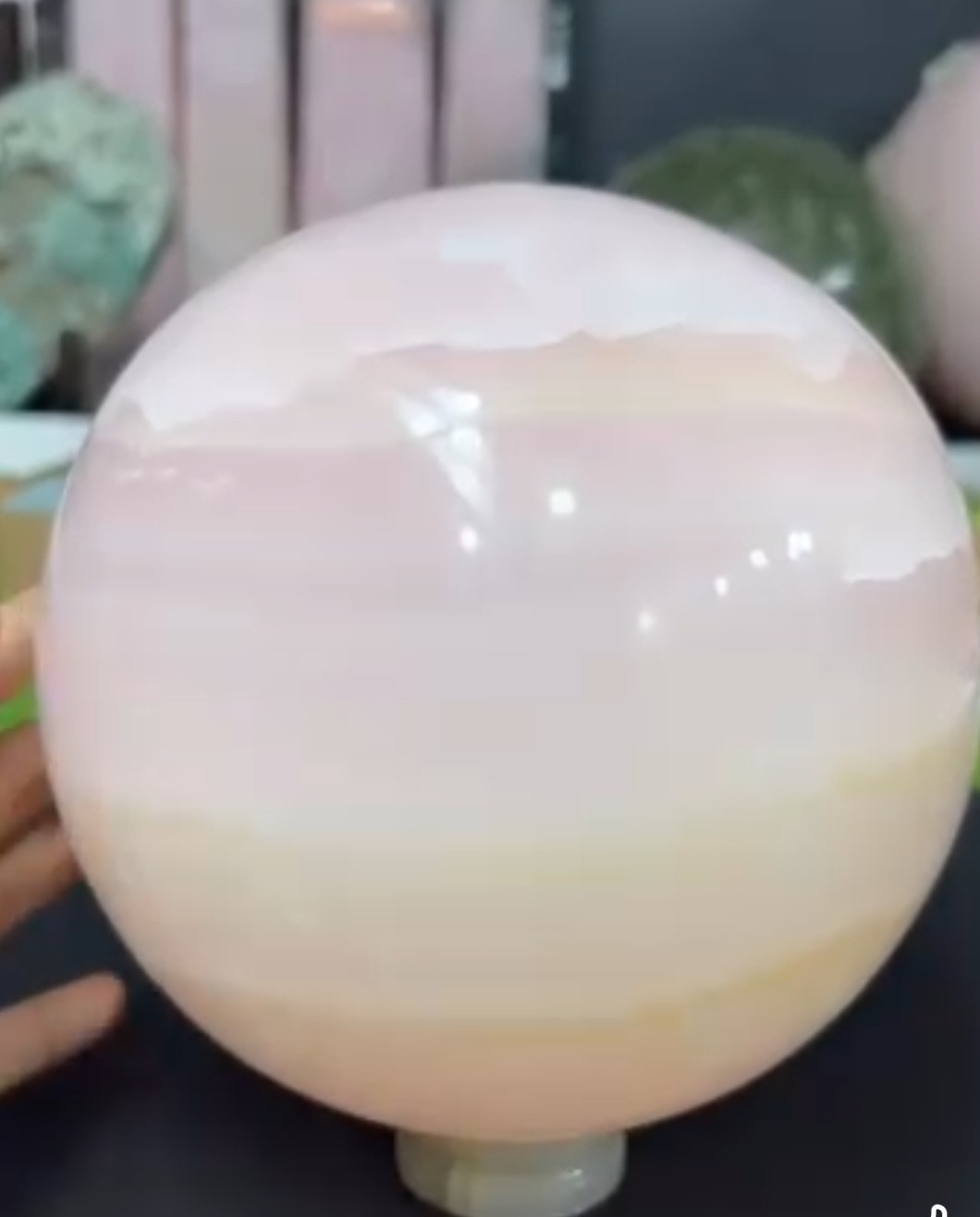Fluorescent Pink Mangano Calcite Sphere UV Reactive Crystal Ball