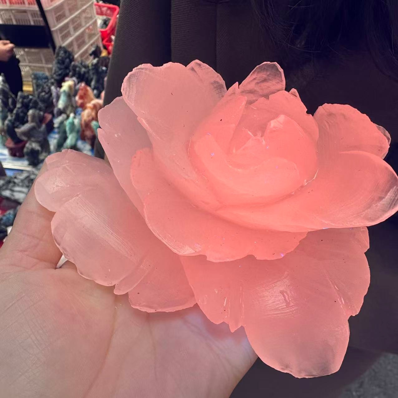 1pc Natural Powdered calcite Quartz Carved Flower Skull Crystal Reiki Decor