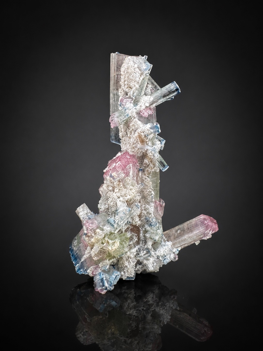 Multicolor TOURMALINE Zoning Crystal Cluster Known As Rainbow TOURMALINE