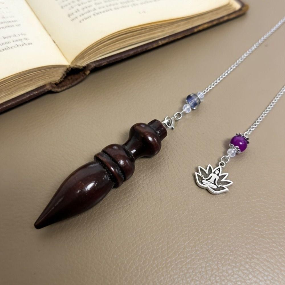 Wooden Pendulum Dowsing Chain Round Cone Amulet Reiki Spiritual Pendula Wicca