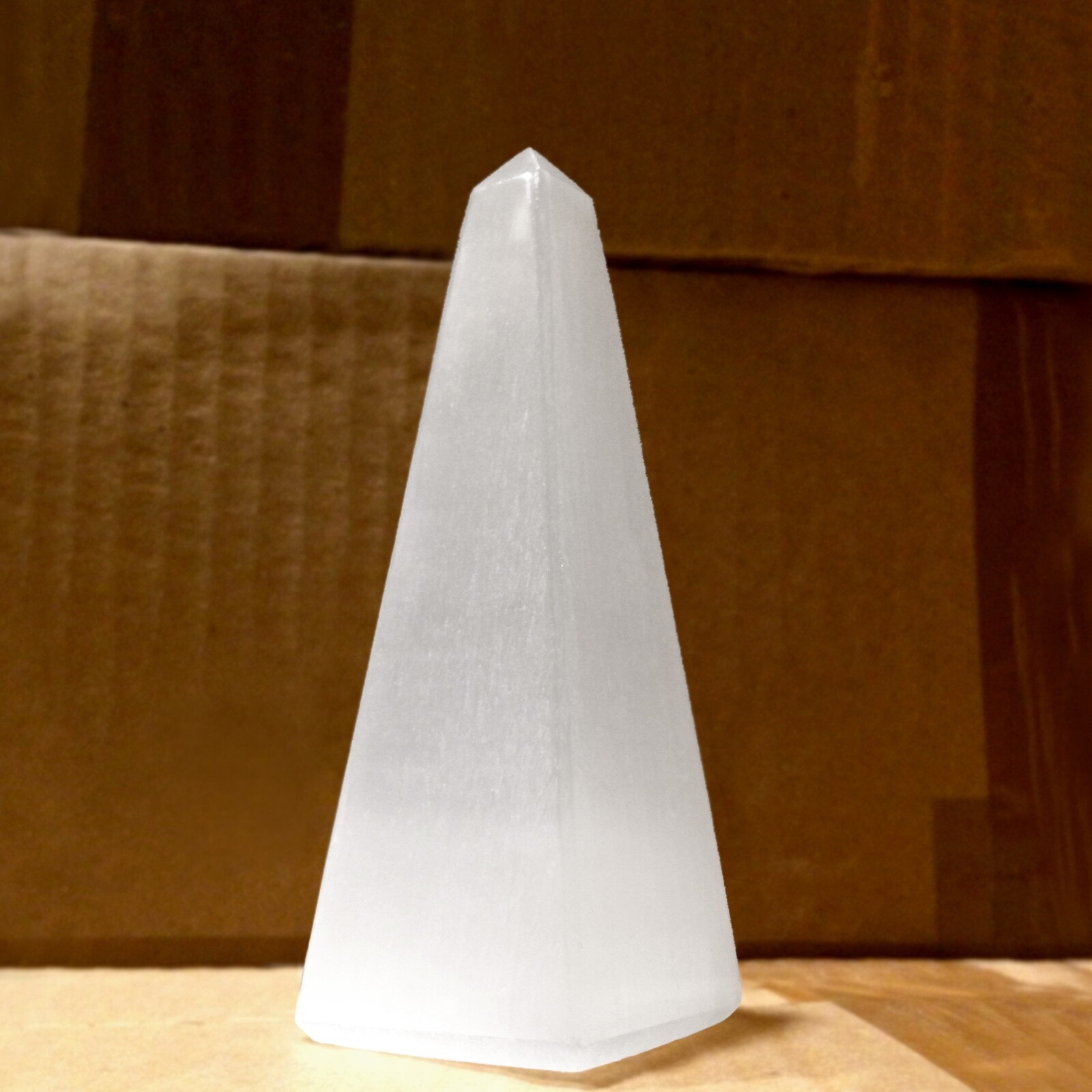 Selenite Tower Polished ” Crystal Obelisk Natural Carved Pyramid Energy Healing
