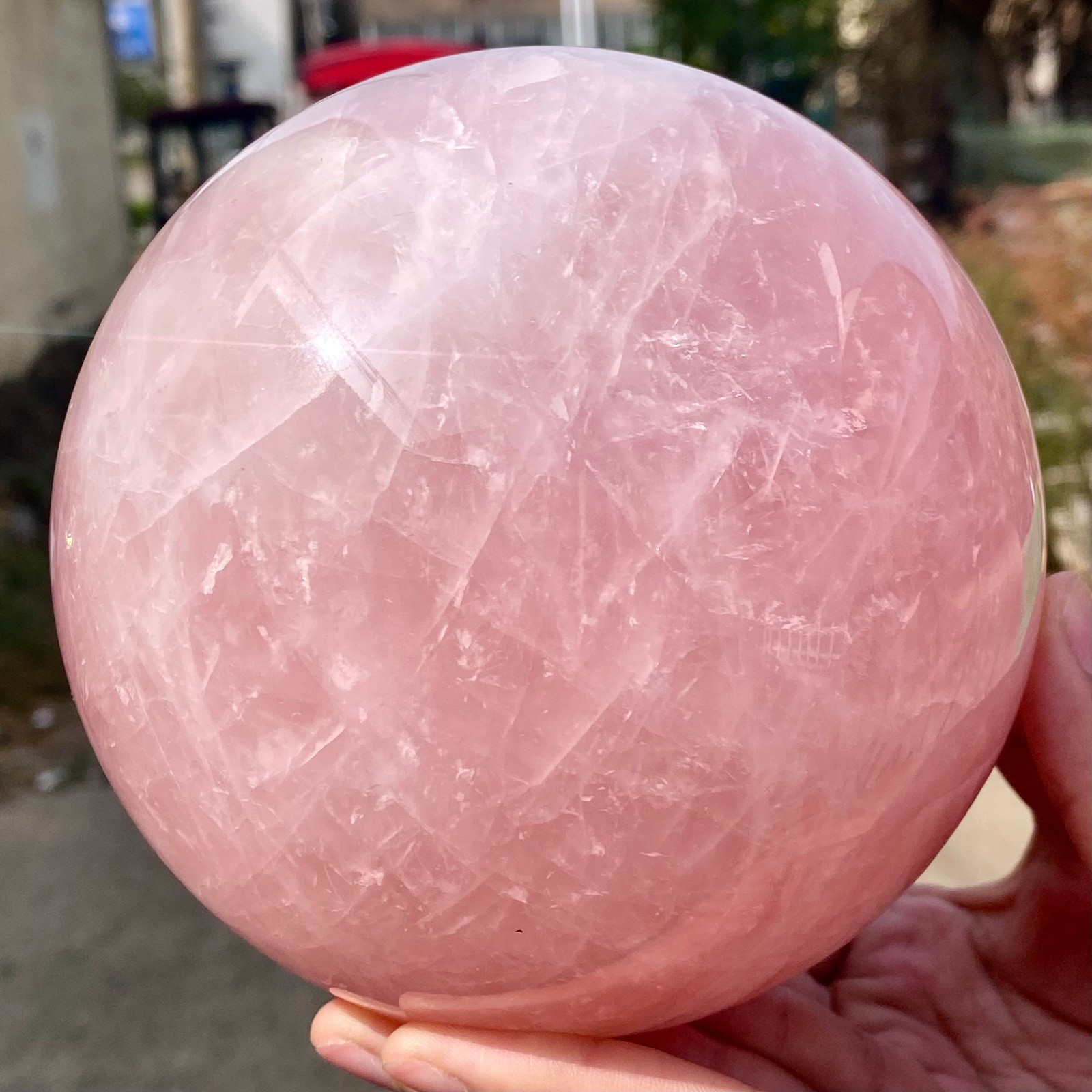 6.68LB Natural Crystal Pink Rose Chakra Quartz Sphere healing ball Specimen