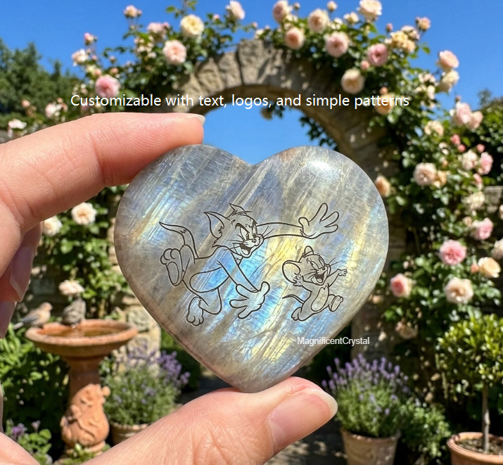 Custom Engraved Natural Crystal Personalized Text Logo Image Healing Stone