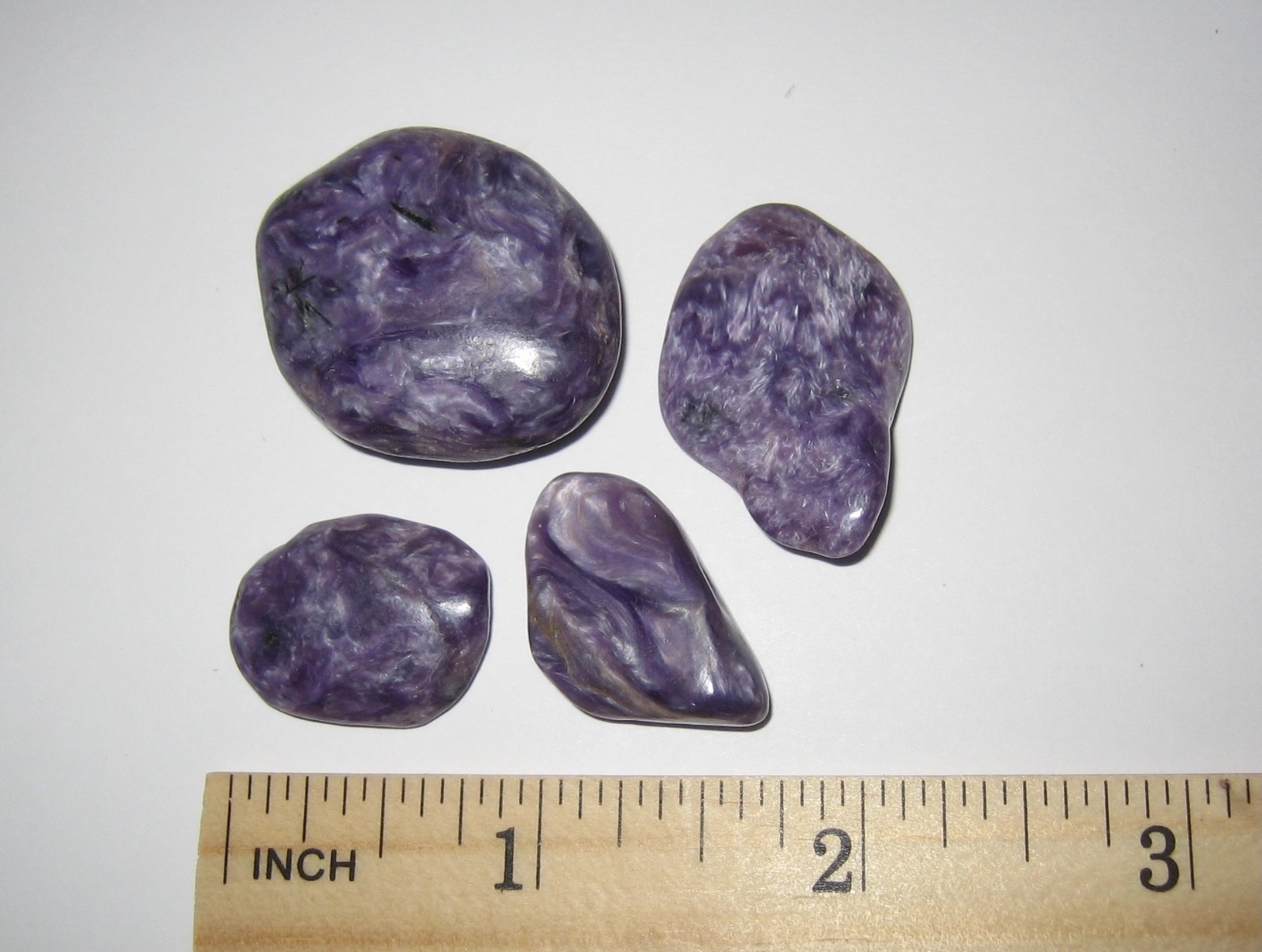 4 TUMBLED POLISHED NATURAL 0.8″-1.2″ CHAROITE STONE MINERALS RUSSIA 26.3grams *1