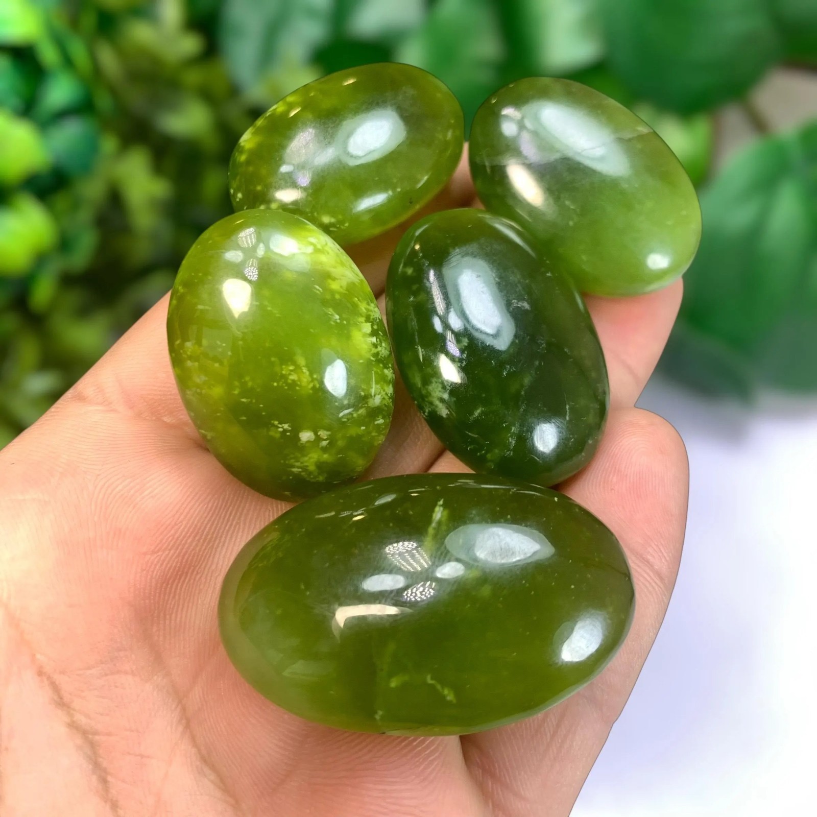 5 Pcs Best Quality Transparent Jade Palm Stones, Shah Maqsood Jade Palm Stone