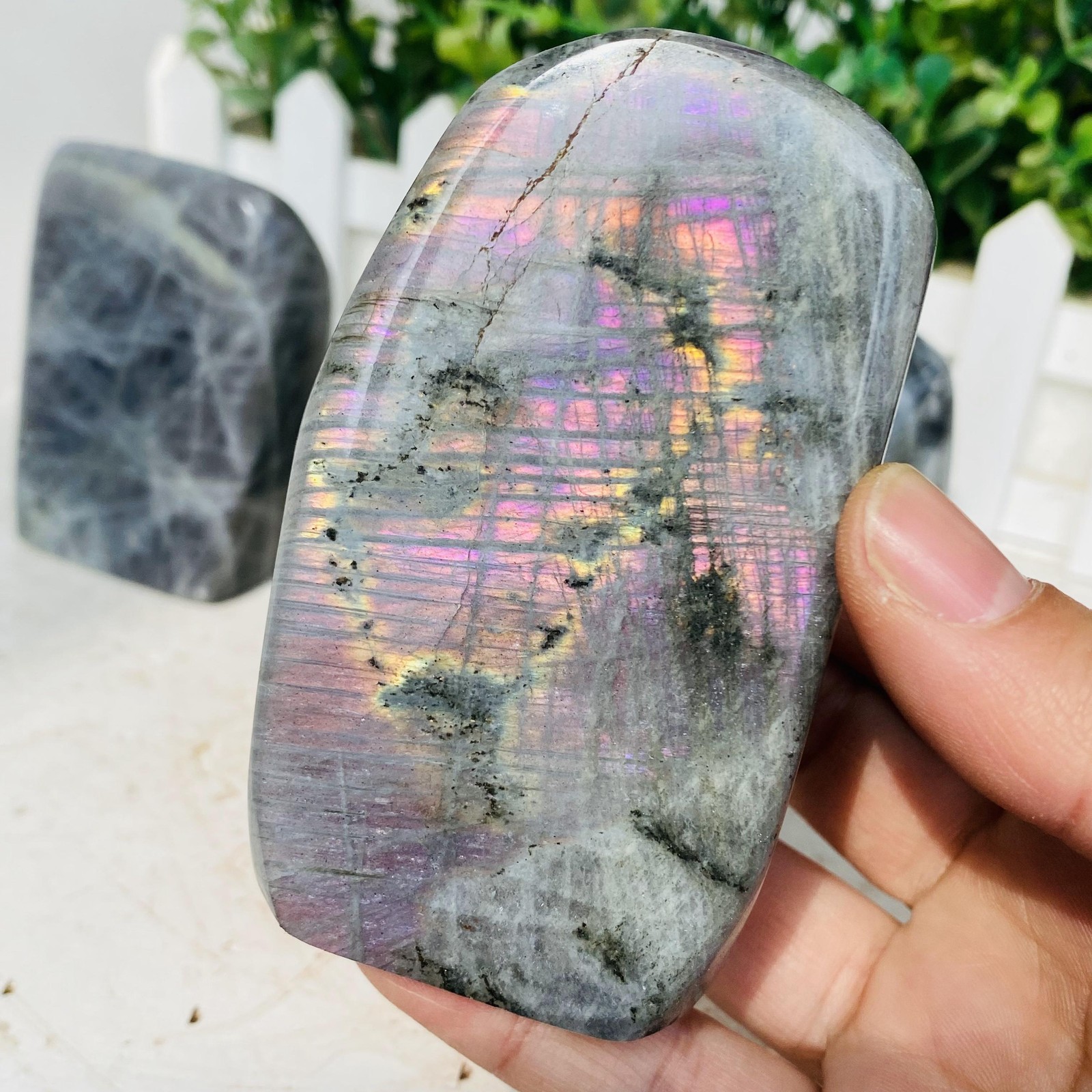 Natural Purple Labradorite Quartz Crystal Freeform Mineral Specimen 1380g