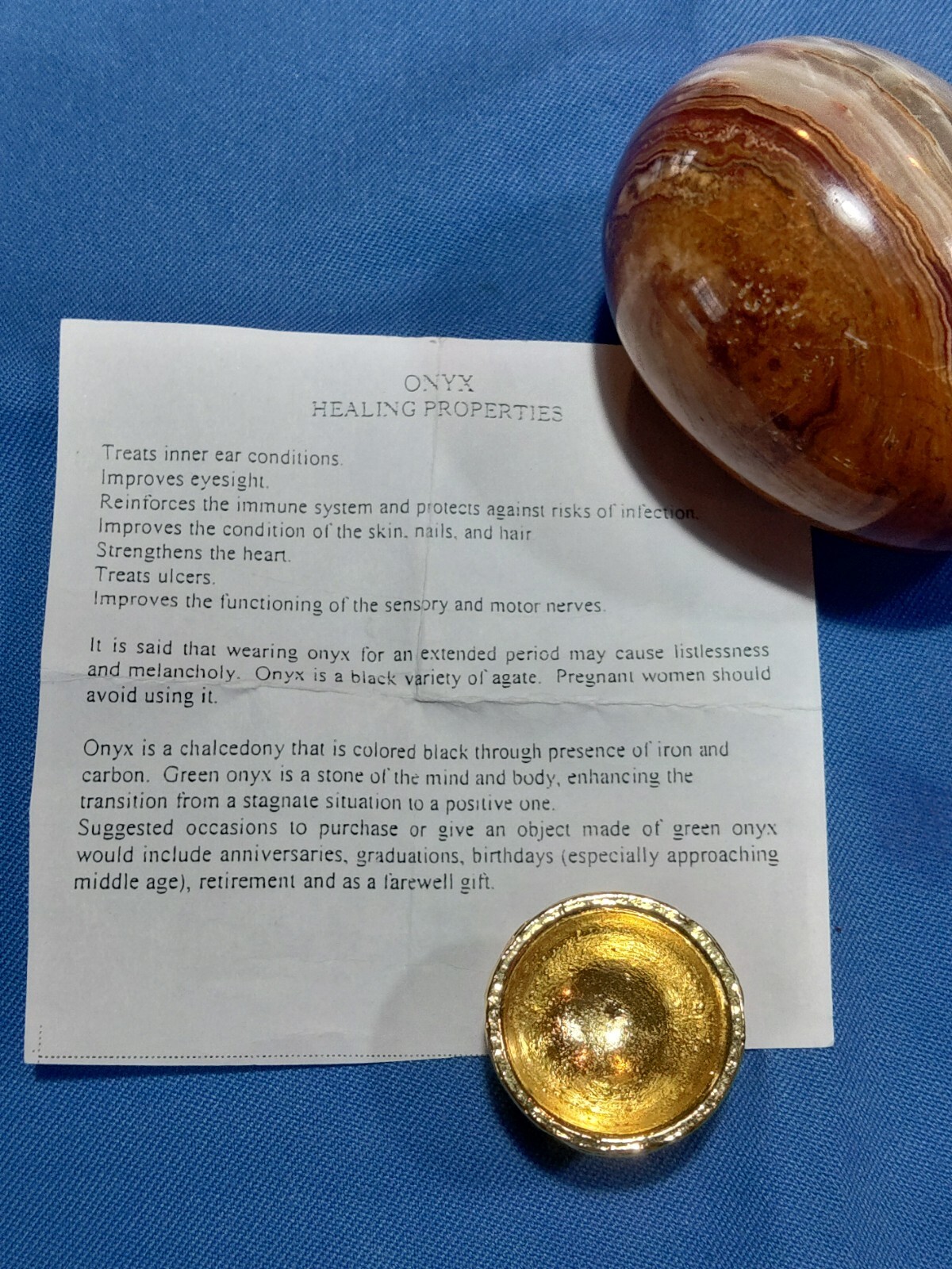 Banded Onyx Egg Natural Stone Polished Agate 9oz Mystic Stone Healing With Stand