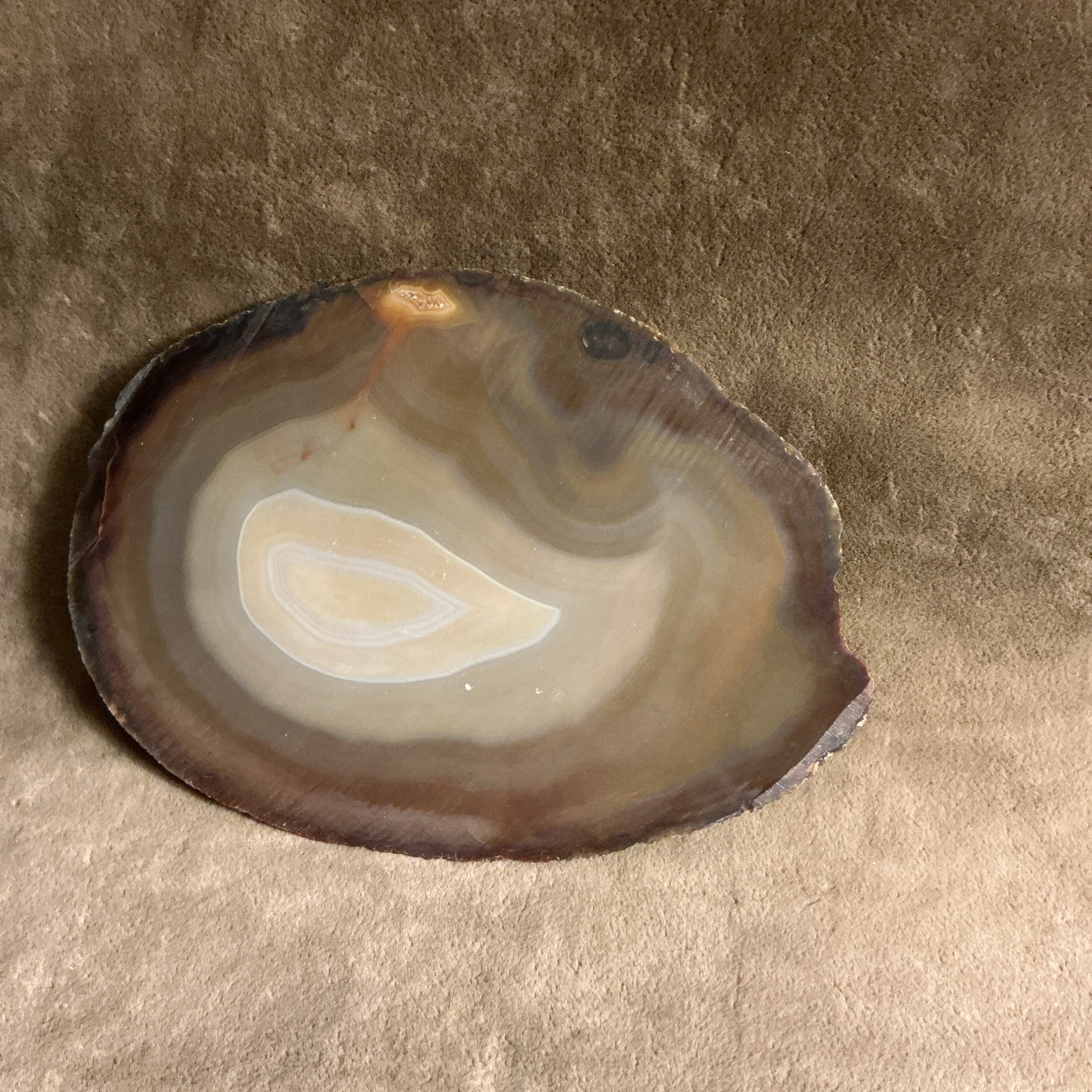 Vintage agate rock/geode slice brown and yellow shades not high polished