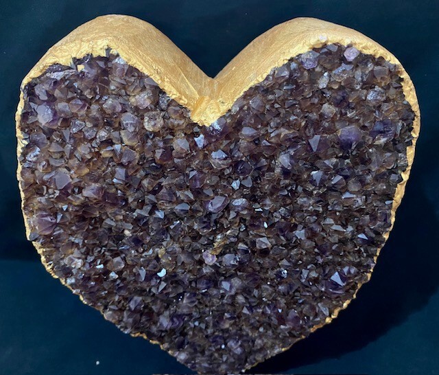Amethyst deep purple cluster with heart shape # 227
