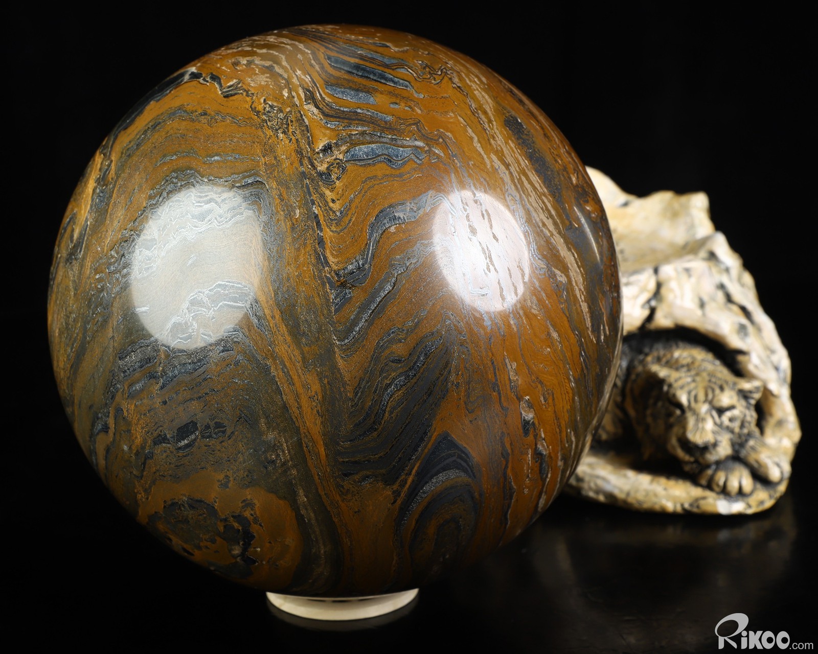 6.9″ Tiger Iron Eye Hand Carved Crystal Ball/Sphere, Crystal Healing