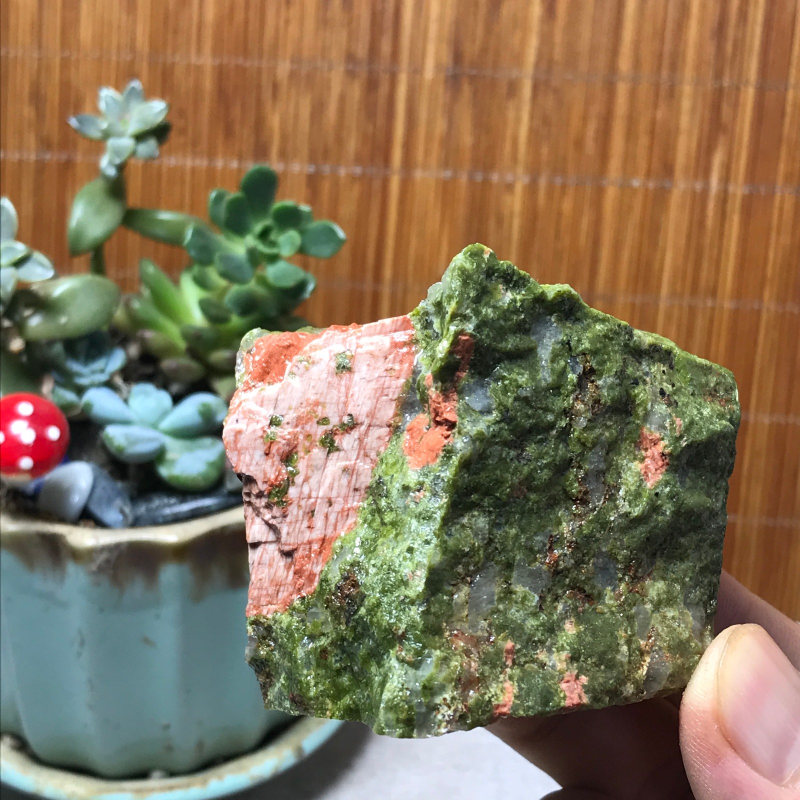 198g Natural Unakite Crystal gemstone Rough Mineral Specimen healing A6350