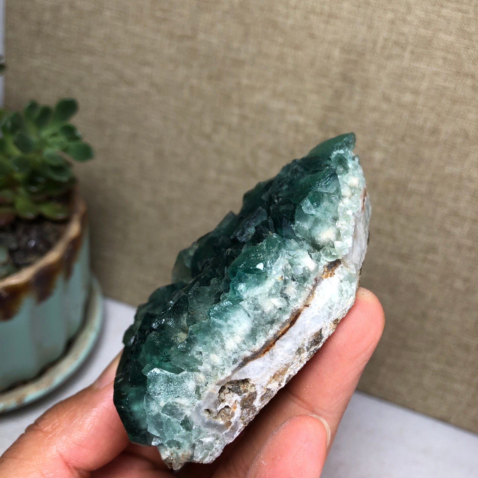 138g NATURAL Green Cubic FLUORITE Crystal Cluster Mineral Specimen A4728