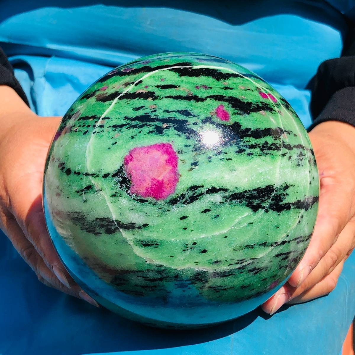 8.77 LB Large Natural Ruby Zoisite Sphere Crystal Healing Stone Specimen 5151