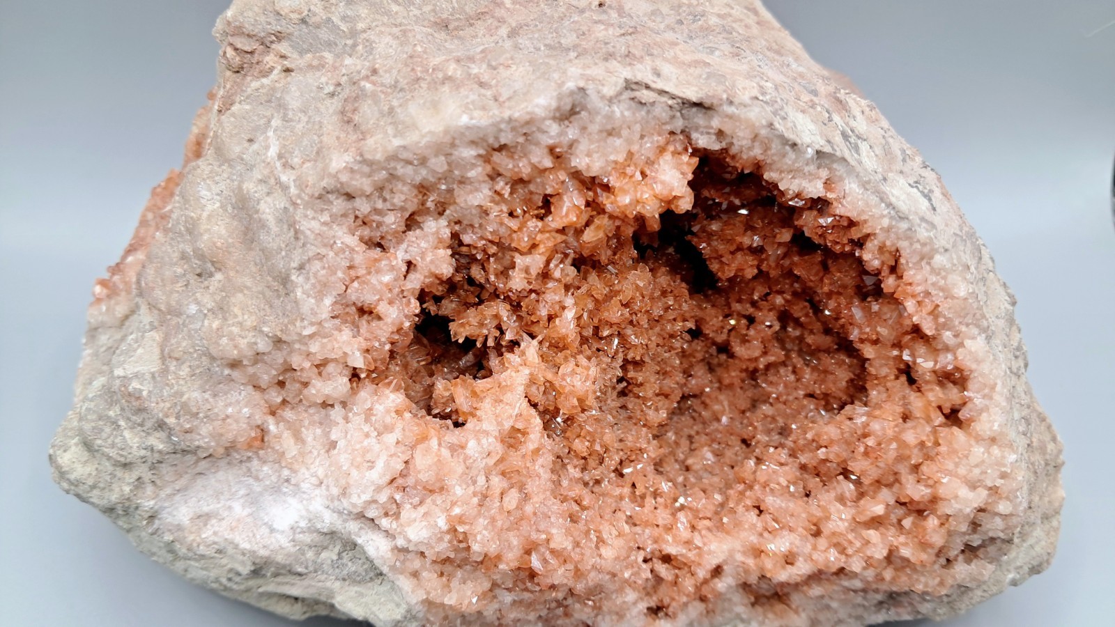 Celestite Geode Orange Crystals, Russia Large Cabinet Specimen
