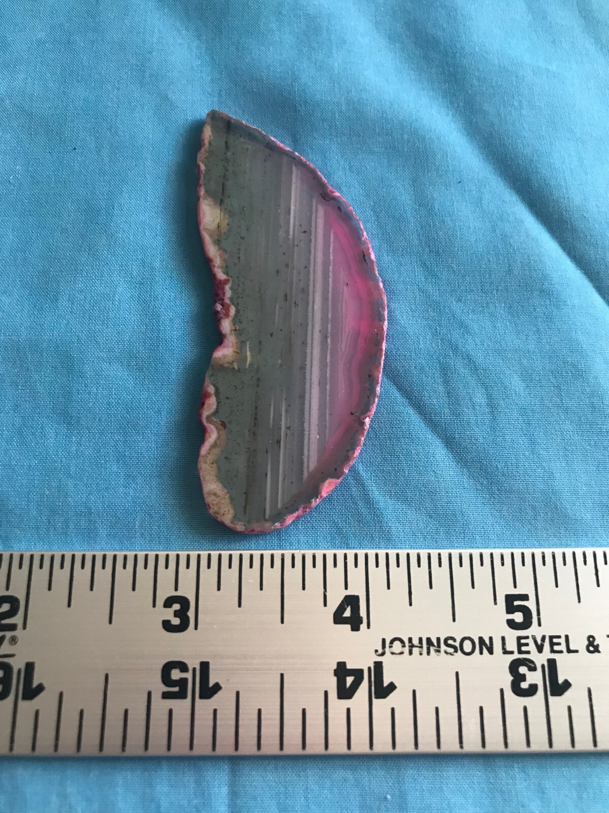 New 3” by 1-1/8” Pink Dyed Cut & Polished .58 Ounce Agate Rock Slab Craft Stone