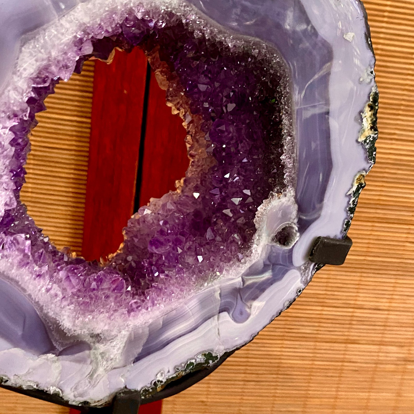 4.4LB Natural Amethyst Cave Crystal Slice Crescent shaped Hand Cut Repai