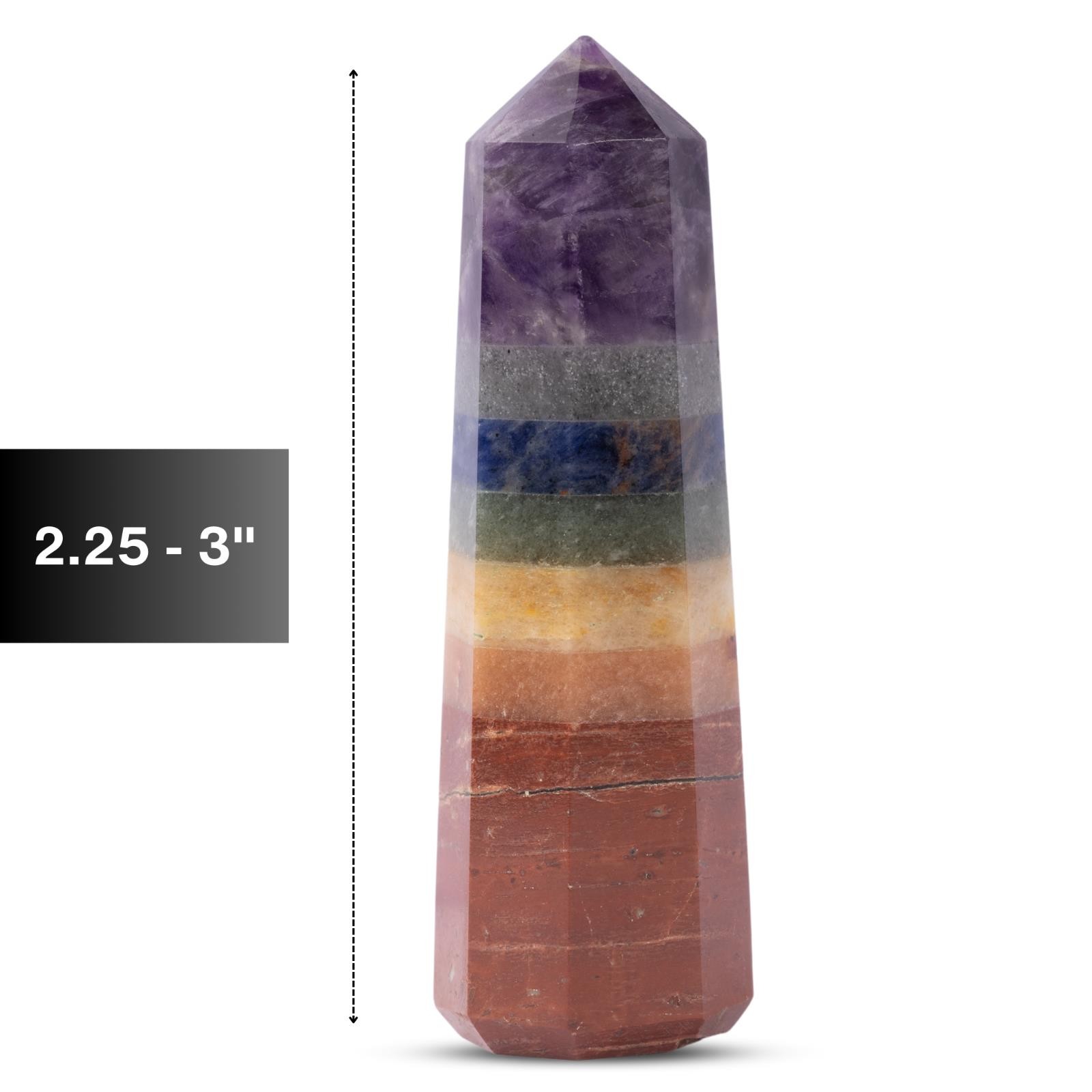 Natural 7 Chakra Obelisk Point Crystal Tower 2.5-3″, Healing Crystals and Stones