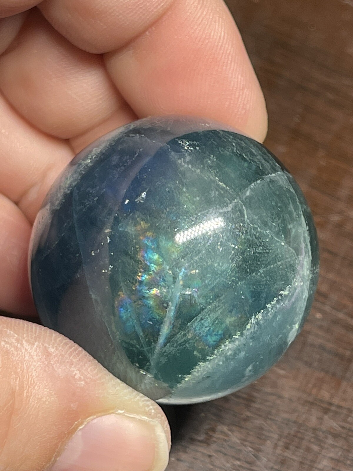 Blue Green Fluorite Mini Sphere Ball Orb Marble 34.6mm 71g