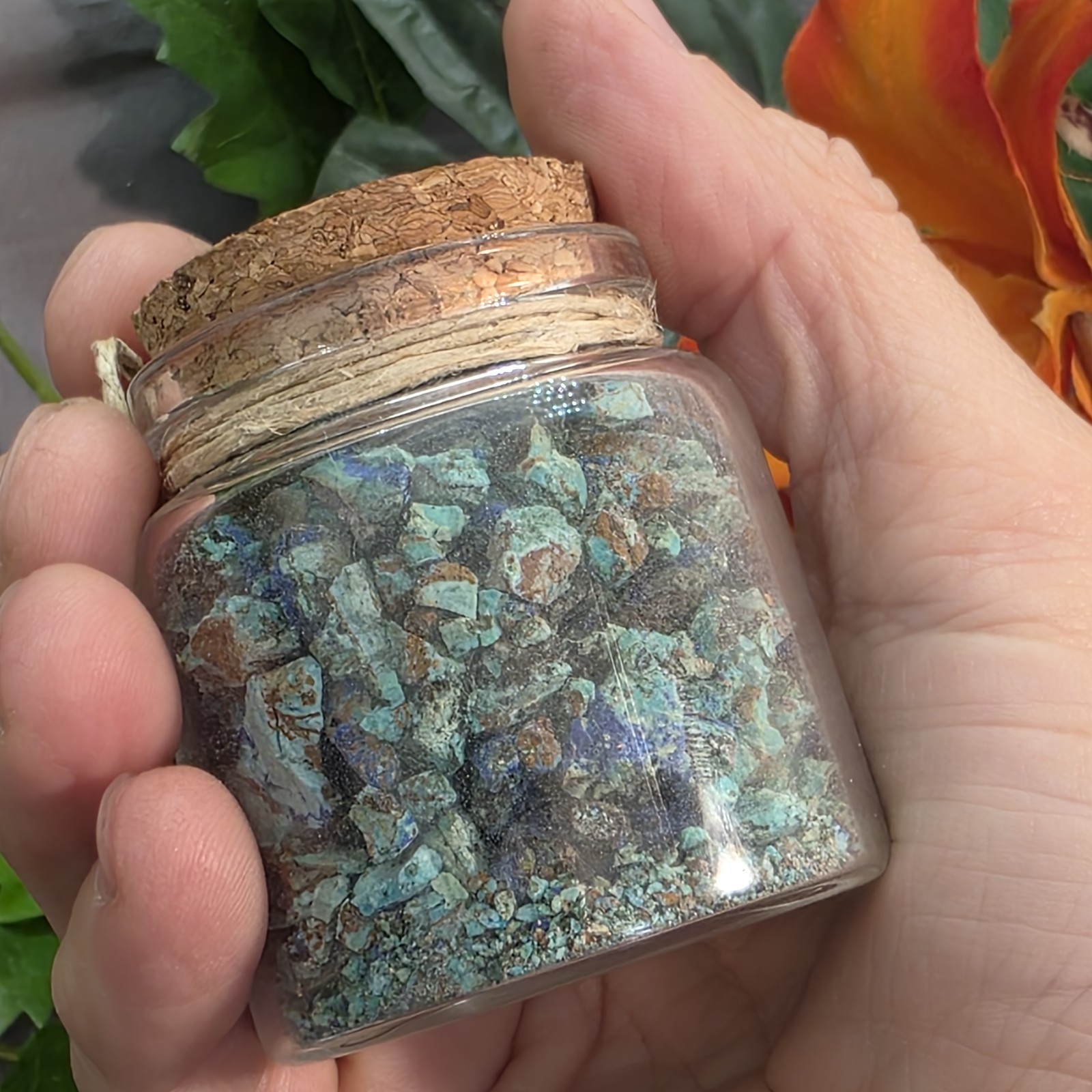 Arizona Copper Ore Specimen Jar | Azurite, Chrysocolla, Malachite
