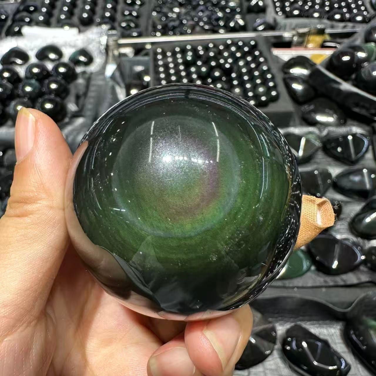 1pc Natural Rainbow Obsidian Quartz Carved Sphere Crystal Ball Reiki Decor