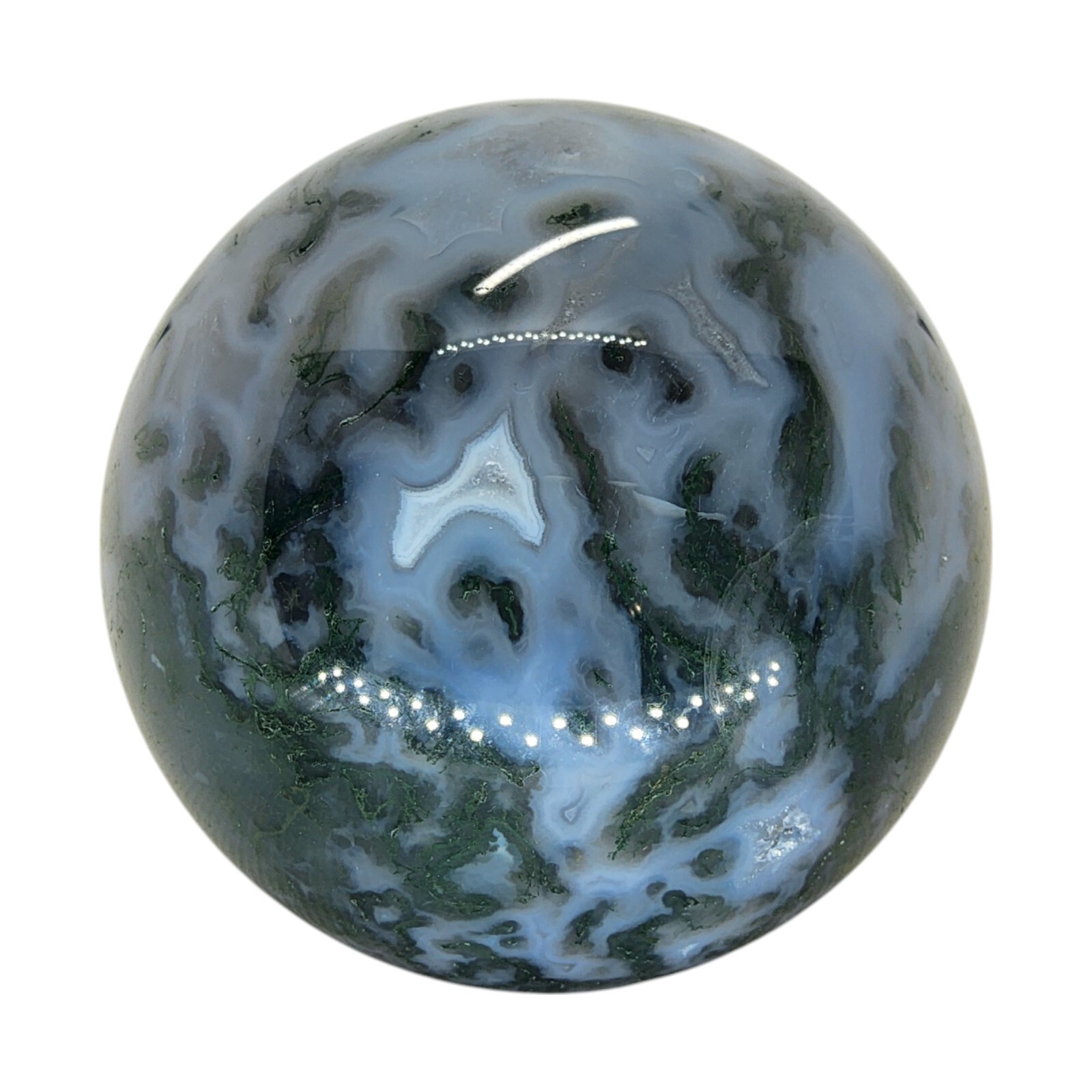 Moss Agate, 2 1/8 inch, sphere, ball, display, specimen, #R-6375