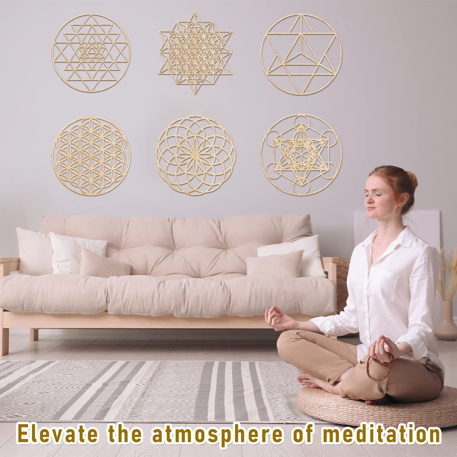 Taiyin 6 Pcs 12 Inch Wooden Sacred Geometry Wall Art Set, Zen Geometric Wall …