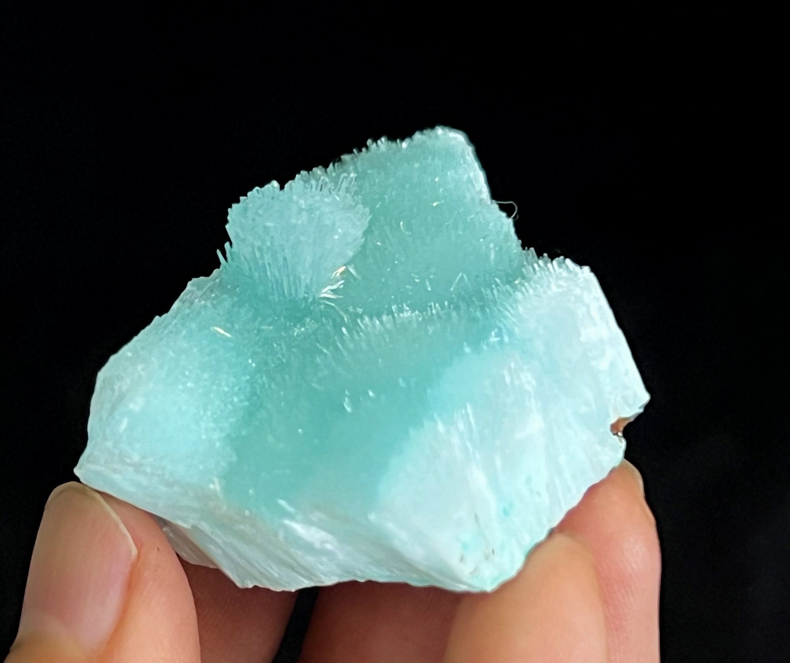 66mm Sparkling Iceberg-like Elegant Blue Aragonite , Natural Mineral Specimen