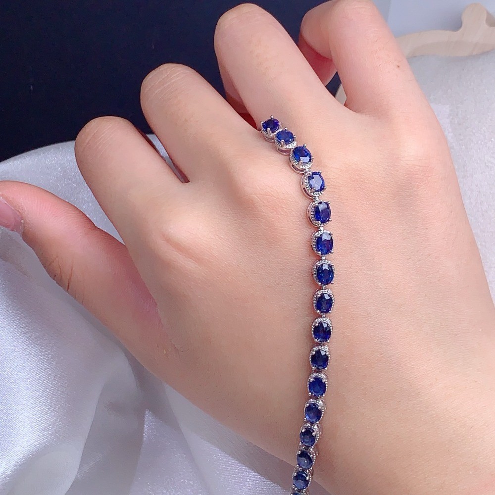 High Quality Sapphire bracelet Gemstone jewelry S925 Silver Plated18K Gold Gift