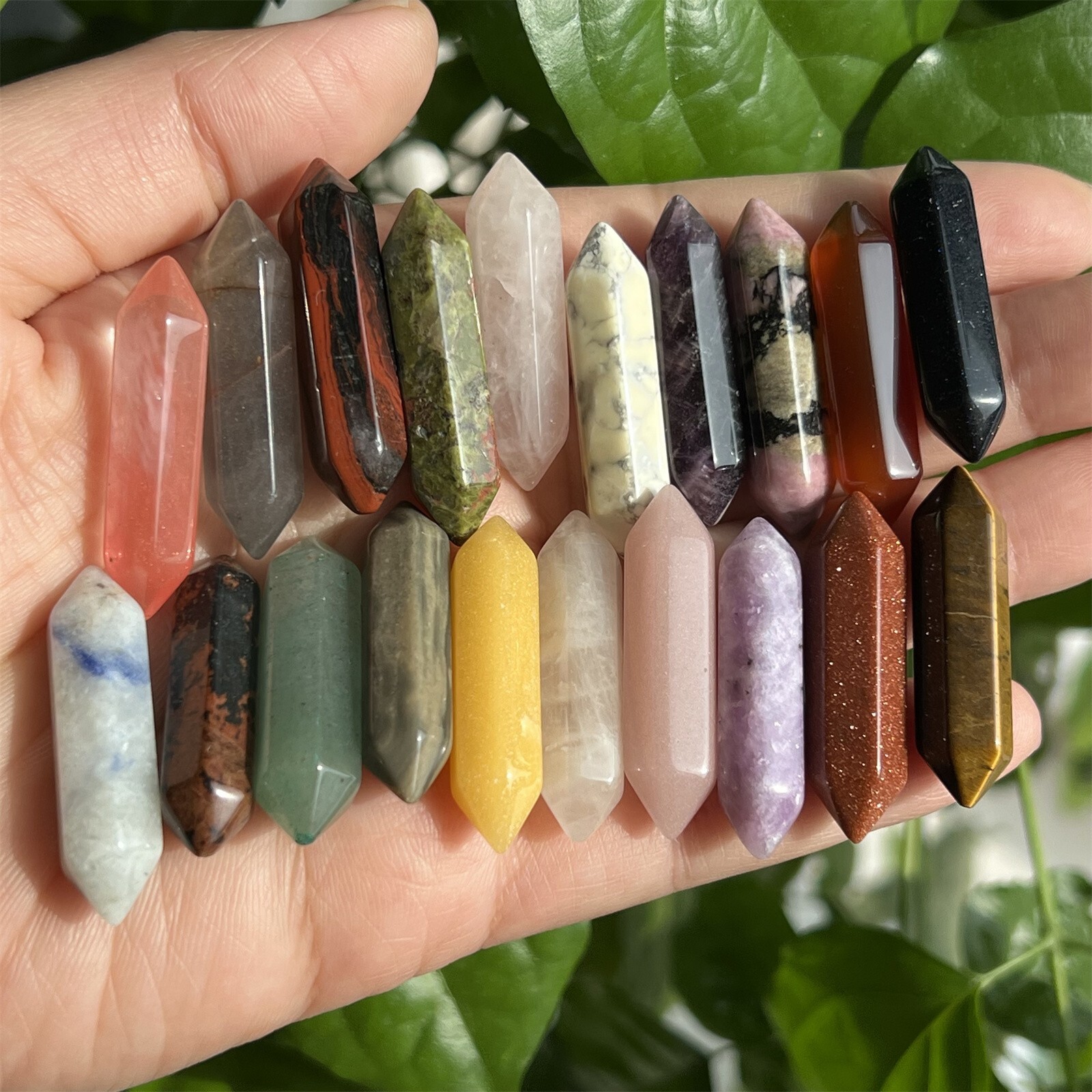 Top! Wholesale Natural Obelisk Mixed Quartz Crystal Wand Double Point gem 10pcs