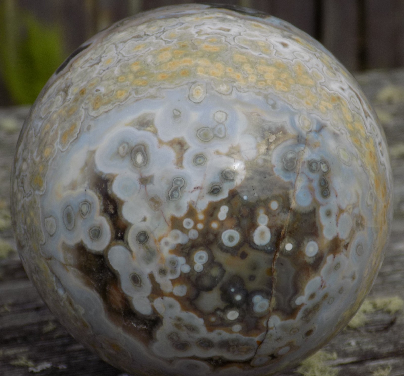 SWEET OCEAN JASPER SPHERE MARBLE 87MM OR 3 7/16” 6755