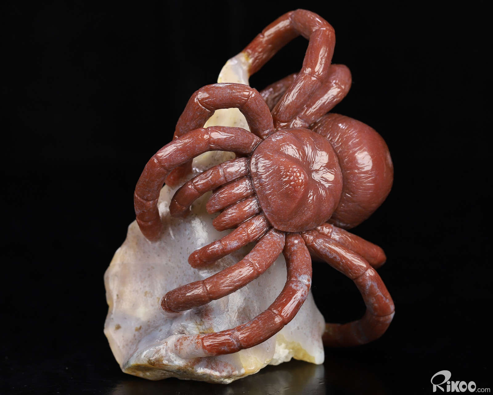 4.1″ Indian Agate Hand Carved Crystal Spider Sculpture, Crystal Healing