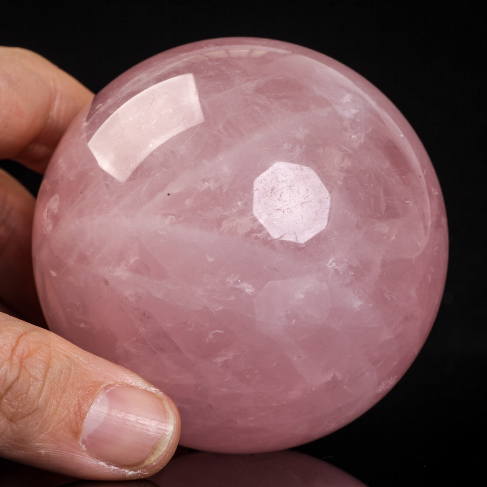 513g72mm Rose Quartz Sphere Crystal Ball Healing Natural Pink Decor Energy Stone