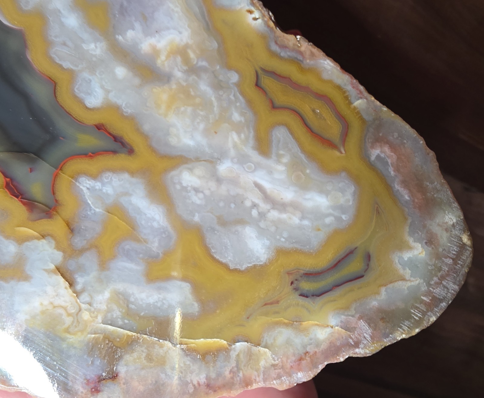 Beautiful Kentucky Agate Slab-Black, red, yellow with polished face #S-70