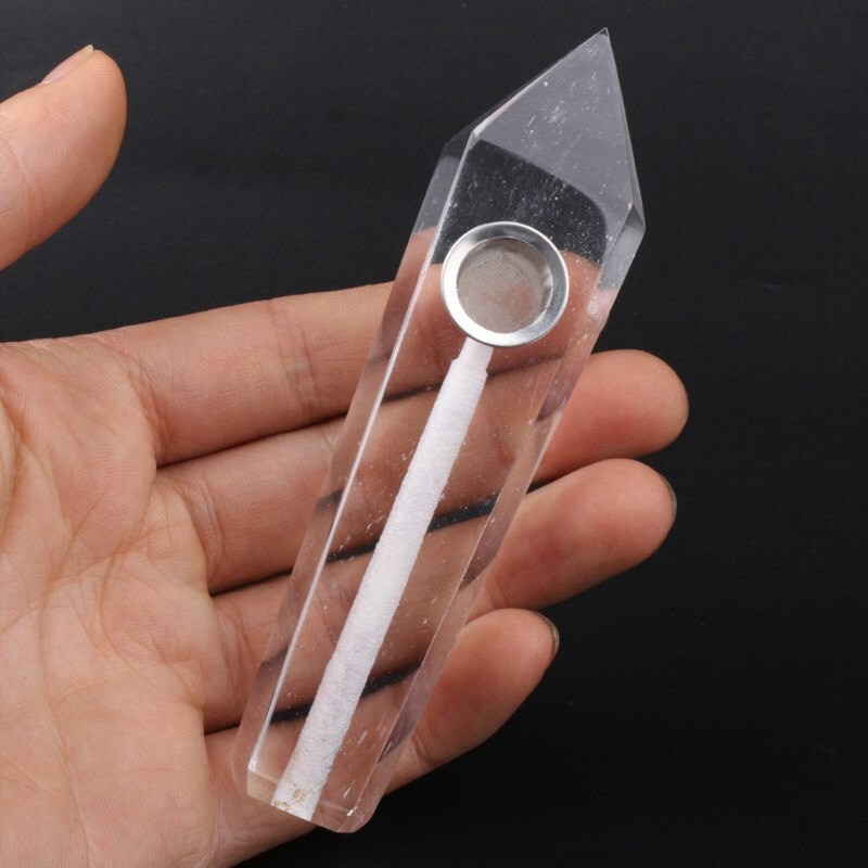 Raw Natural Quartz Tobacco Smoking Pipe Crystal Point Wand Healing Reiki Obelisk