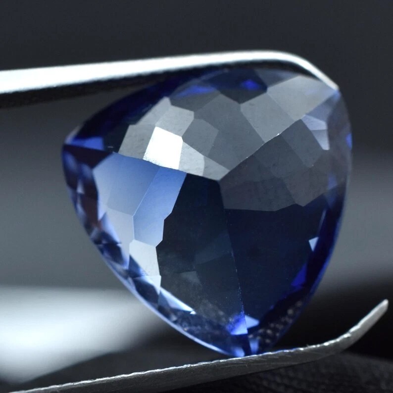 12 Ct Natural Trillion Cut Kashmiri Royal Blue Sapphire Certified Loose Gemstone