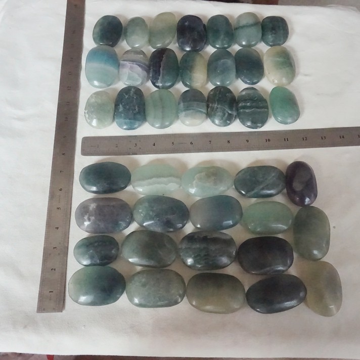 5Kg 11LB 40Pcs Natural Blue Fluorite Quartz Crystal Palm Tumbled Stone Healing