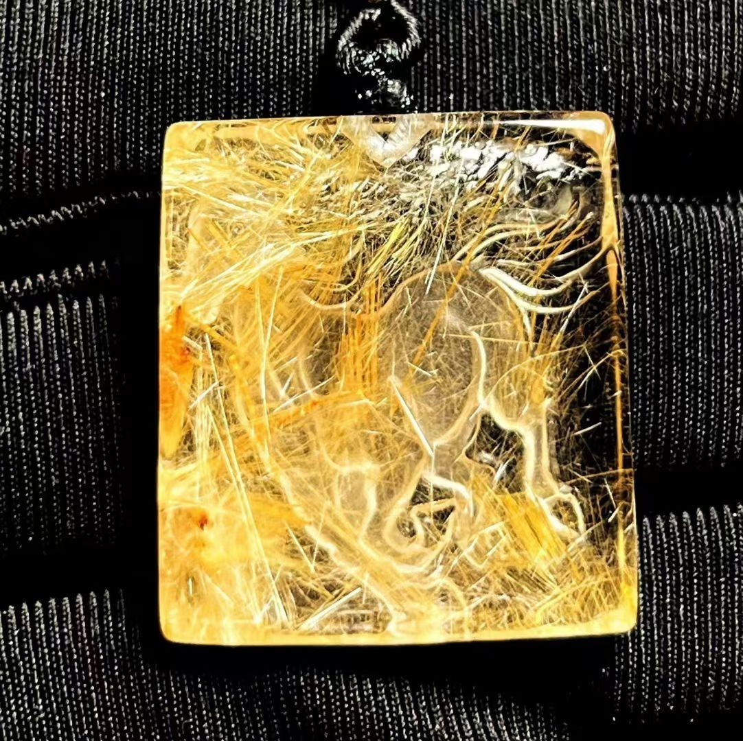 28*25*7mm Natural Gold Rutilated hair Crystal Quartz pendant reiki healing gift