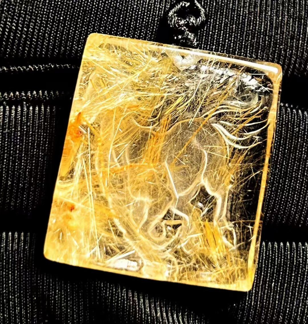 28*25*7mm Natural Gold Rutilated hair Crystal Quartz pendant reiki healing gift
