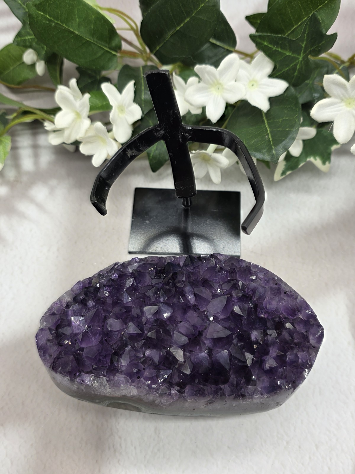 Uruguay Amethyst Geode Crystal Display Piece, Complimentary Utility Stand Inclue