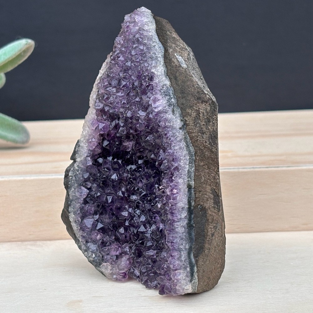 210g Top Natural Amethyst Cave Quartz Crystal Specimen Reiki Healing +Stand